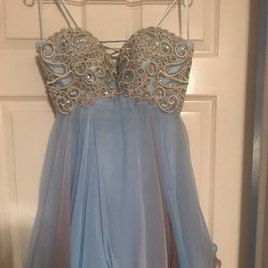 Blue beaded homecoming dress